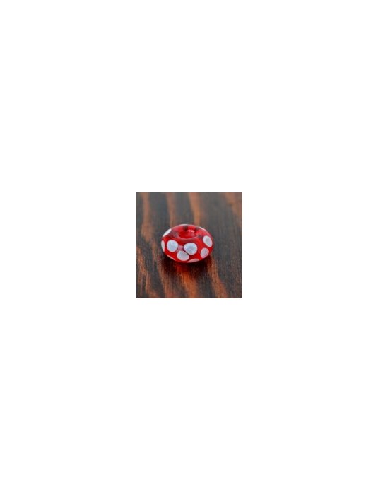 Benátské sklo korálek Červený puntík